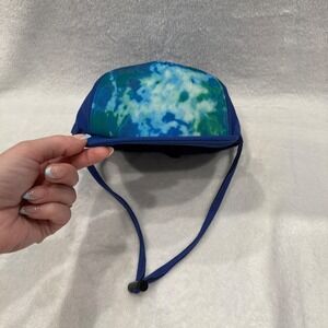 George Hats Kids Blue Green Tie Dye Swim Hat Chin Strap Size Small Quick Dry Cap
